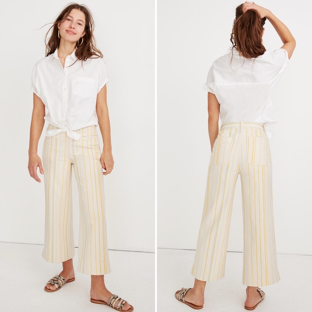 Madewell Emmett Wide-Leg Stripe Crop Pants 30